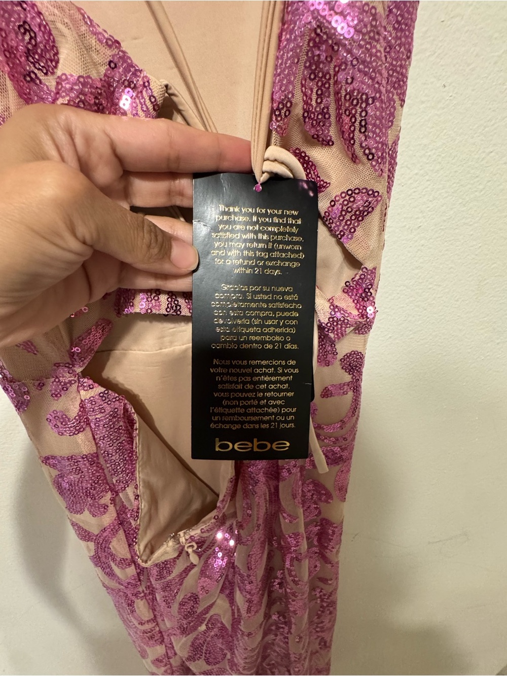 bebe Pink Sequin Floral-Pattern Midi Dress - Picture 7 of 8